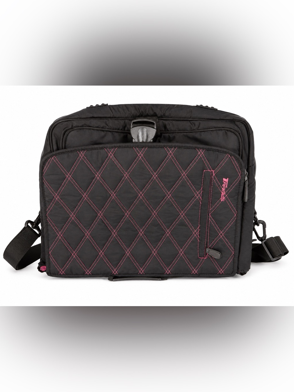 Targus Messenger Bag - Black with Pink Stitching